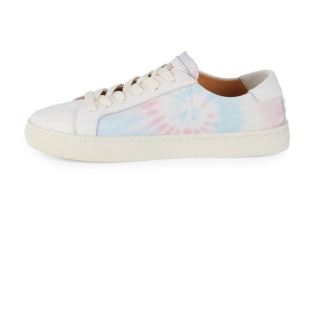 Soludos Pink and Blue Tie Dye Leather Sneakers. Woman’s size 9.5.